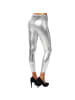 tectake Lange Leggings in glänzendem Metallic-Look, silber