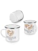 Mr. & Mrs. Panda Camping Emaille Tasse 11. Hochzeitstag Stahlhoc... in Weiß