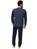 NORMANN Frottee Pyjama langarm Schlafanzug Bündchen - 58907 in blau-melange