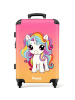 NoBoringSuitCases Suitcase Weißes Einhorn-Design mit bunter Mähne und