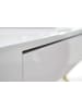 KADIMA DESIGN Hochglanz-Weißer Schreibtisch, Goldene Beine, Modern, 2 Schubladen