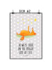 Mr. & Mrs. Panda Bild Fuchs Sterne mit Spruch in Grau Pastell