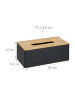 relaxdays Tücherbox in Schwarz/Natur - (B)26 x (H)10 x (T)14 cm