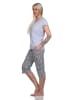 NORMANN Kurzarm Pyjama Schlafanzug und Caprihose AnimalprintLook in grau