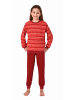NORMANN langarm Frottee Schlafanzug Pyjama Bündchen Streifen in rot