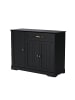 ABRIHOME Sideboard in Schwarz mit Flaschenregal und 3 Türen 1 Schublade und Metallgriffen