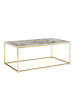KADIMA DESIGN Couchtisch 100x60x40 cm mit Marmor Optik / Gold, Wohnzimmertisch in Weiß