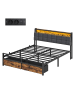 VASAGLE Bettgestell in Schwarz-Braun - (B)160.5 x (H)104.5 x (T)218.3 cm