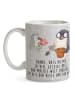 Mr. & Mrs. Panda Kaffeetasse Pinguin Opa Blumen pflanzen mit Spruch in Grau Pastell
