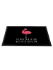 Mr. & Mrs. Panda Sauberlaufmatte Flamingo Stolz mit Spruch in Schwarz