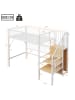 ABRIHOME Etagenbett in Weiß mit LED Lichtleisten Treppe und Stauraum 90x200 cm  