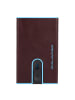 Piquadro Blue Square Kreditkartenetui RFID Schutz Leder 6.5 cm in mahogany