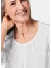 GOLDNER Kurzgröße:  Blusenshirt Chiffon-Shirt mit 3/4-Arm, Rundhals in weiß
