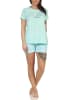 NORMANN Shorty Schlafanzug Pyjama kurzarm Blümchen Design - 62812 in mint