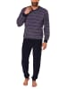 NORMANN Frottee Schlafanzug Pyjama Bündchen Streifen - 49667 in marine