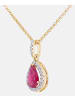 Diamant L'éternel Halskette mit Anhänger aus 750 Gelbgold mit Diamant mit Rubin