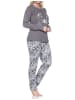 NORMANN Langarm Pyjama Schlafanzug Hose Animalprint Übergröße in grau