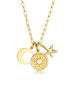 Elli Halskette 925 Sterling Silber Halbmond, Sonne, Sterne, Stern in Gold