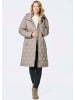 GOLDNER Wintermantel mit Stehkragen und Kapuze in taupe