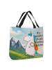 Mr. & Mrs. Panda Strandtasche Einhorn Bergsteiger Design mit Spruch in Weiß