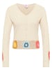 myMo Damen Pullover Mit Gehäkeltem Bund in Hellbeige