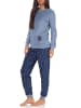 NORMANN Frottee Pyjama Schlafanzug Bündchen Eiskristall - 50133 in blau