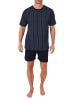 NORMANN Kurzarm Schlafanzug Shorty Pyjama Minimalprint in navy