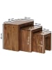 KADIMA DESIGN Satztisch Set 3-teilig: Massivholz, platzsparend, verschiedene Größen in Braun