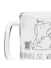 Mr. & Mrs. Panda Gravur Bierkrug Einhorn Näherin mit Spruch in Transparent