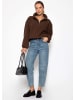 SASSYCLASSY Oversize Fleece Sweatshirt mit Reißverschluss in Braun