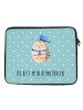 Mr. & Mrs. Panda Laptop Tasche Eule Matrose mit Spruch in Türkis Pastell
