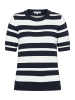 More & More Kurzarm-Pullover mit Streifen in marine/offwhite