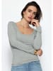 SASSYCLASSY Langarmshirt mit Ausschnitt in Grau