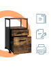 relaxdays Rollcontainer in Dunkelbraun-Schwarz - (B)42 x (H)66,5 x (T)44 cm