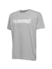 Hummel Logo T-Shirt Sport Kurzarm Rundhals Shirt aus Baumwolle HMLGO in Grau