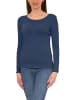 Alkato Alkato Damen Langarm Shirt mit O-Ausschnitt in denim