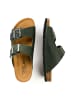 Camel Active Leder Pantolette mit Korkfußbett in Dunkelgrün