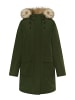 DreiMaster Damen Winterparka Mit Kunstfell in Dunkelgrün