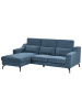 Beliani Ecksofa GLOSLI in Blau/Schwarz - (W) 220 x (H) 94 x (L) 157 cm