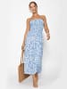 SASSYCLASSY Gesmoktes Bandeau-Kleid mit Print in Jeansblau