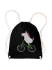 Mr. & Mrs. Panda Sportbeutel Einhorn Radfahrer ohne Spruch in Schwarz