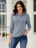 WITT WEIDEN Polopullover in rauchblau-meliert