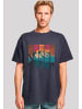 F4NT4STIC Heavy Oversize T-Shirt Berg Sonnenuntergang Retro in marineblau
