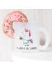 Mr. & Mrs. Panda Glas Einhorn Muffin mit Spruch in Transparent