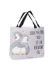 Mr. & Mrs. Panda Einkaufstasche Pinguine Kuscheln mit Spruch in Grau Pastell