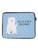 Mr. & Mrs. Panda Laptop Tasche Eisbär Faul mit Spruch in Blau Pastell