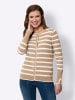 Heine Feinstrickjacke in camel-ecru-gestreift