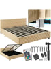 tectake Komfortbett mit LED-Leisten & Stauraum - Samtoptik mit Steppmuster