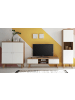 Furn.Design Wohnwand weiß Eiche Riviera, Schrankwand skandinavisch 3-teilig 337 x 197 cm