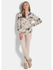 GOLDNER Kurzgröße:  Florale Druckbluse mit V-Ausschnitt in beige / gemustert